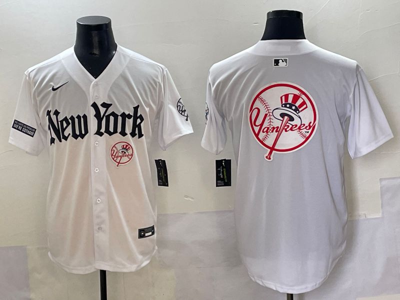 Men 2025 New York Yankees Blank White Five generations Joint Name Nike MLB Jersey style 98->new york yankees->MLB Jersey